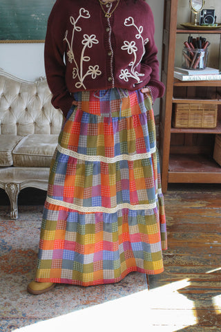 Winnie Rainbow Checked Maxi Skirt