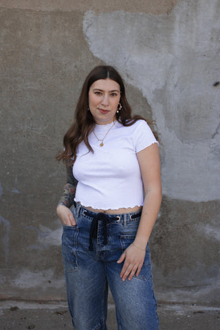 Addison Lettuce Trim Cropped Tee