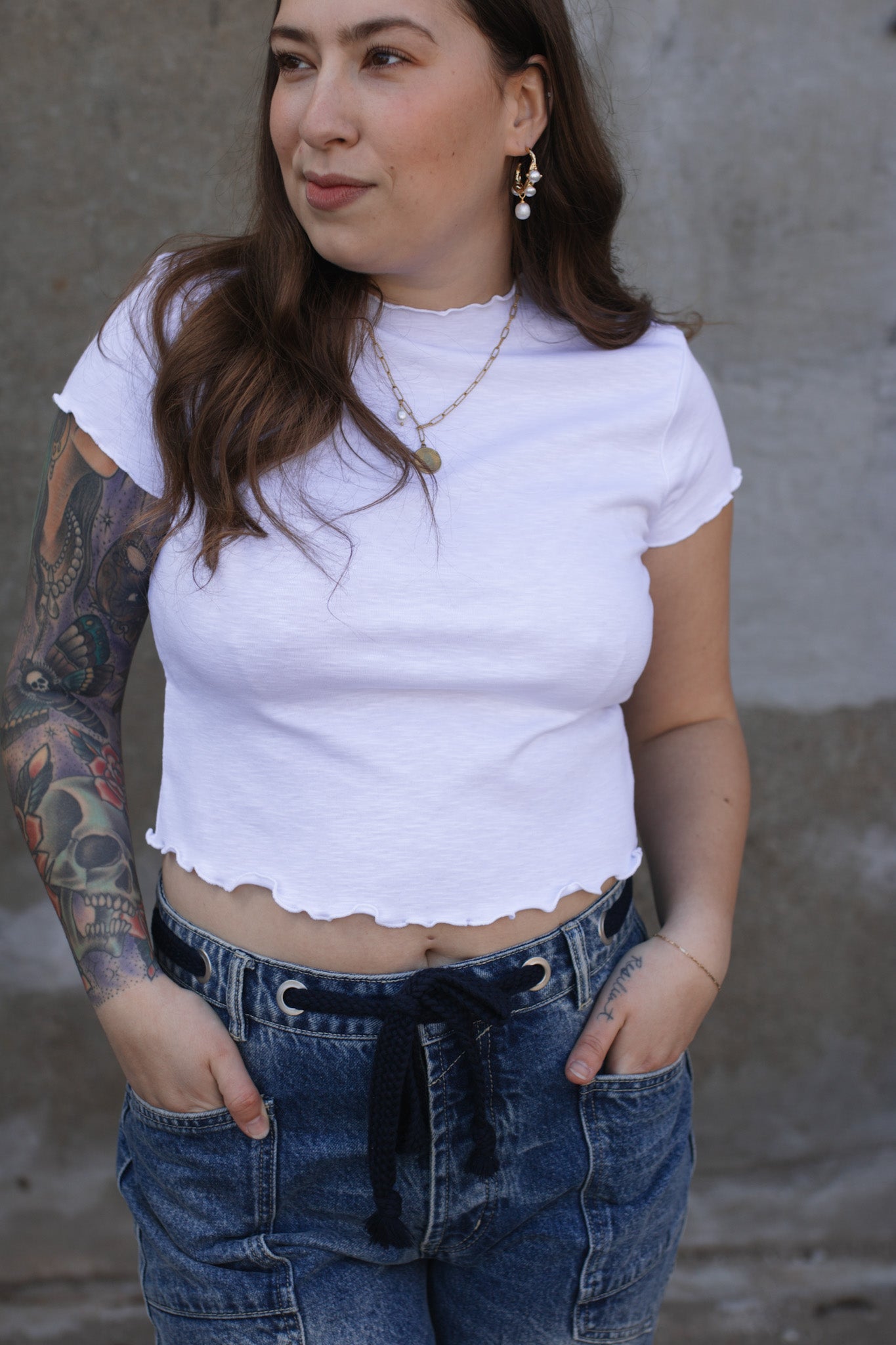 Addison Lettuce Trim Cropped Tee