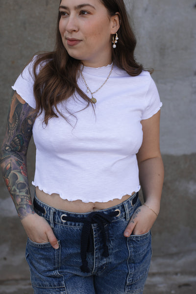 Addison Lettuce Trim Cropped Tee