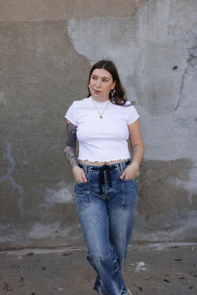 Addison Lettuce Trim Cropped Tee