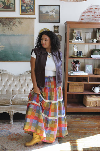 Winnie Rainbow Checked Maxi Skirt