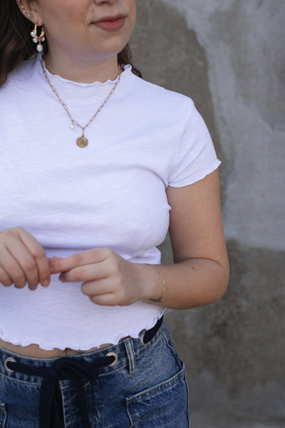 Addison Lettuce Trim Cropped Tee