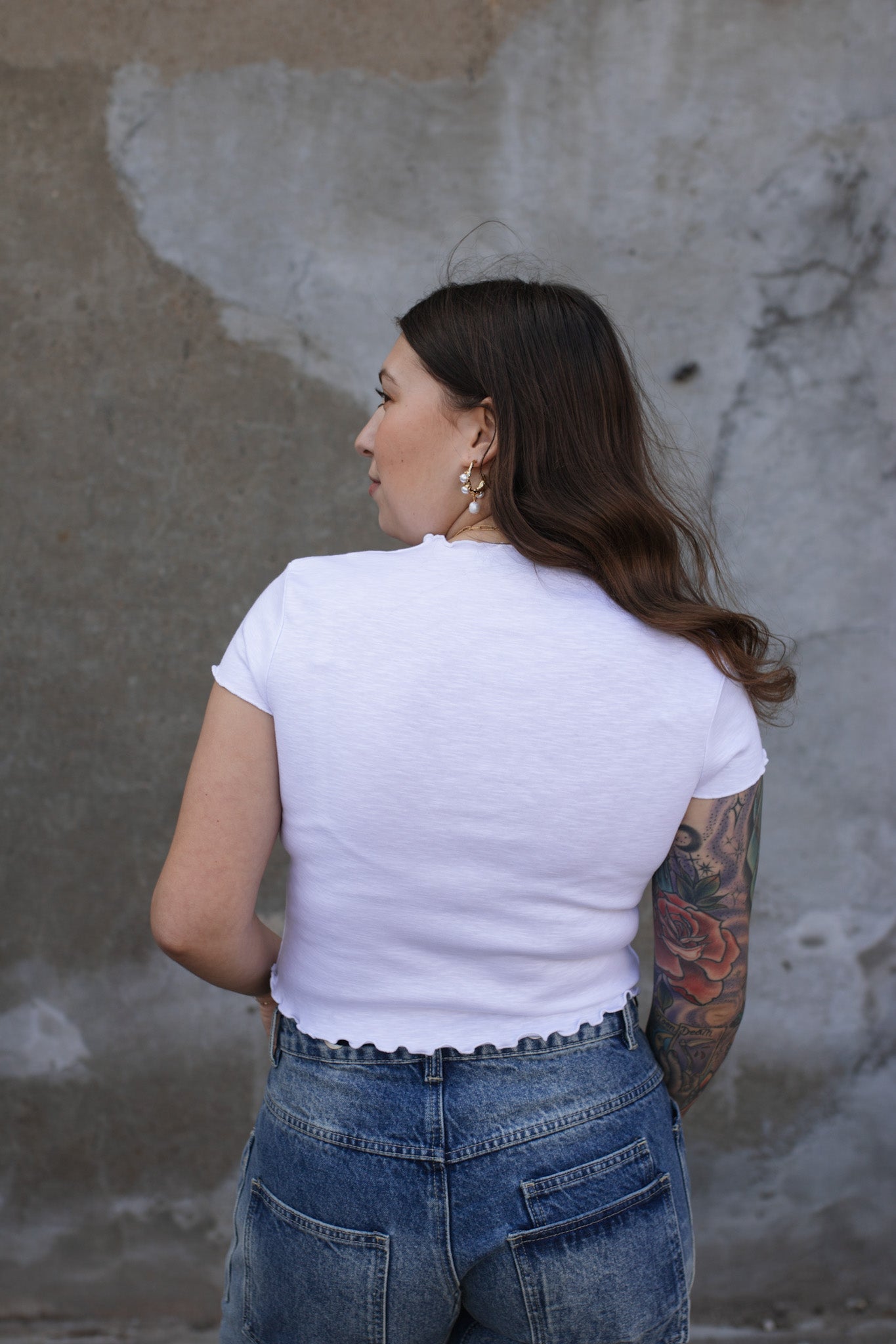 Addison Lettuce Trim Cropped Tee