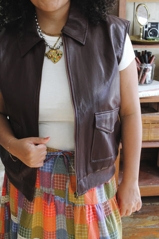 Hattie Faux Leather Bomber Vest