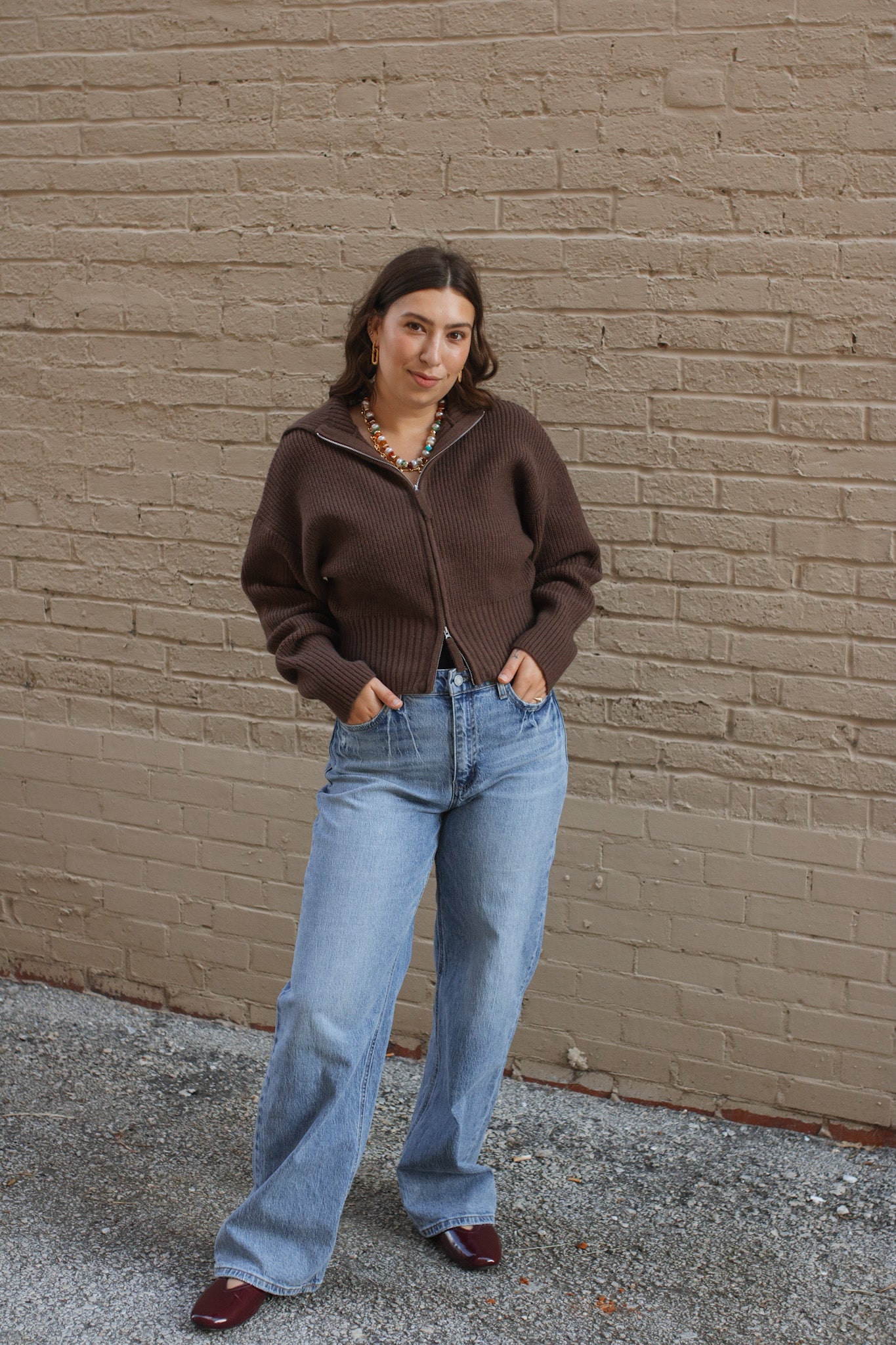 Abby Ribbed Double Zip Sweater