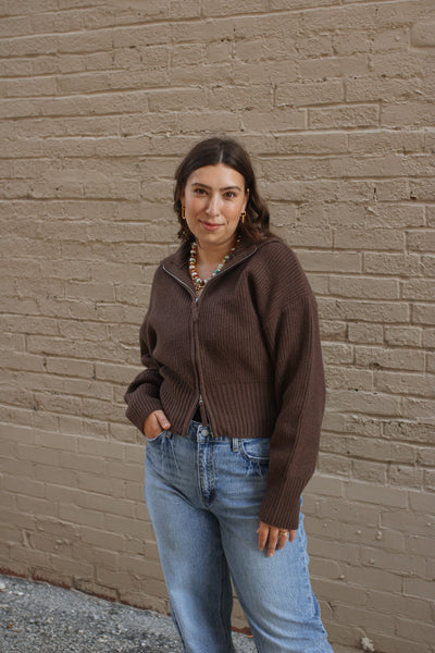 Abby Ribbed Double Zip Sweater