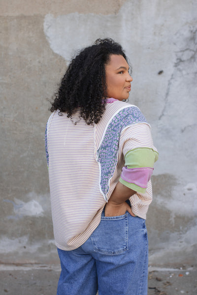 Sydney Striped Mineral Washed Terry Knit Top