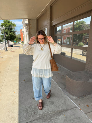 Rosie Layered Lace Crewneck