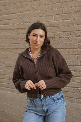 Abby Ribbed Double Zip Sweater