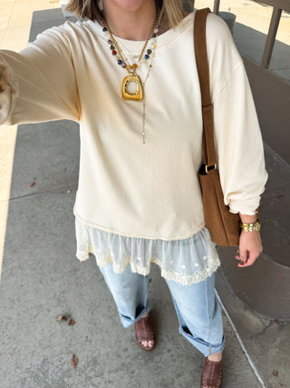 Rosie Layered Lace Crewneck