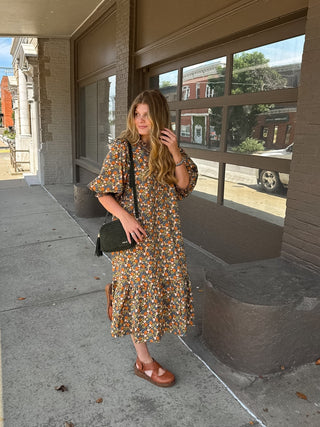 Alix Floral High Neck Midi Dress
