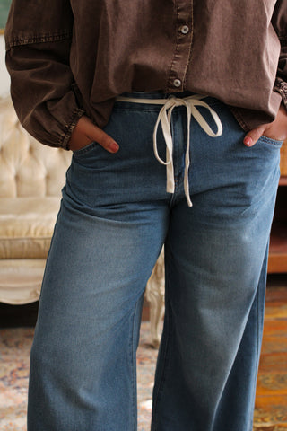 Bennett Drawstring Wide Leg Jeans