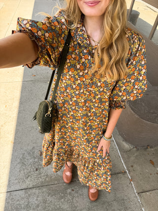 Alix Floral High Neck Midi Dress