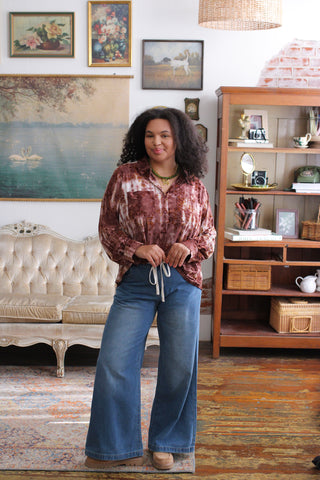 Joanie Floral Velvet Burnout Button Down