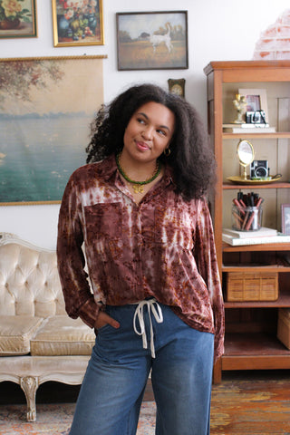 Joanie Floral Velvet Burnout Button Down