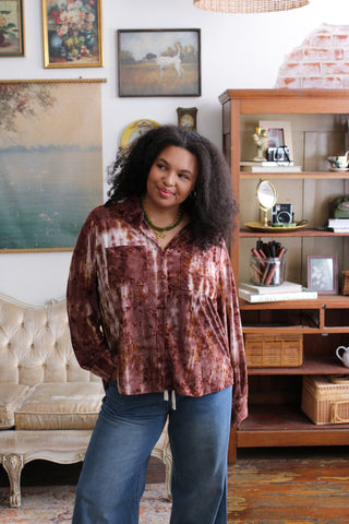 Joanie Floral Velvet Burnout Button Down