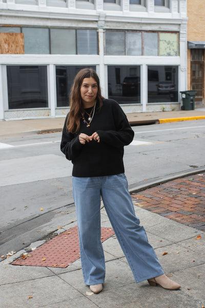 Whitney Classic Crewneck Sweater - Black