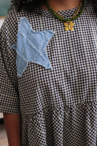 Briar Gingham Patchwork Ruffle Top
