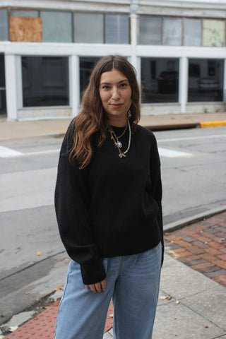 Whitney Classic Crewneck Sweater - Black