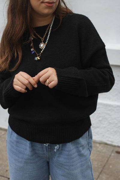 Whitney Classic Crewneck Sweater - Black