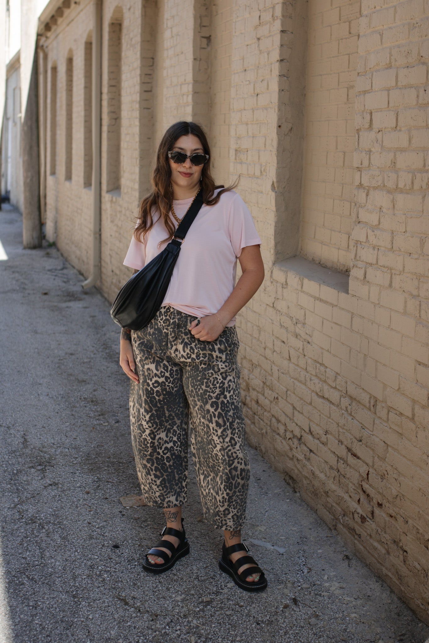 Camille Leopard Washed Barrel Jeans