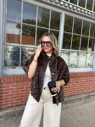 Blaire Faux Fur Leopard Capelet