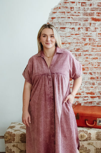Eliza Washed Denim Midi Dress