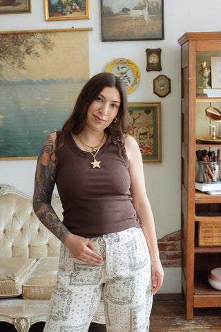 Ricky Lace Ribbed Knit Tank