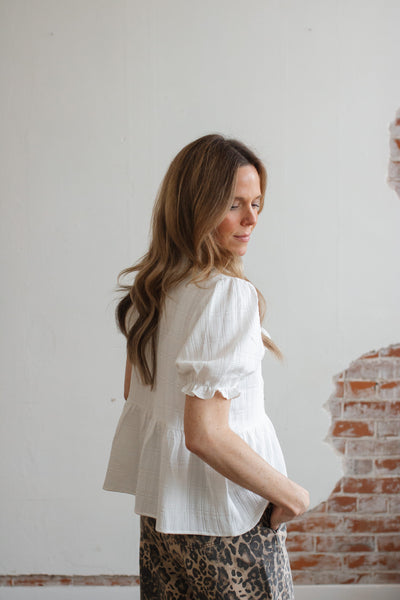 Cara Textured Peter Pan Collar Babydoll Top