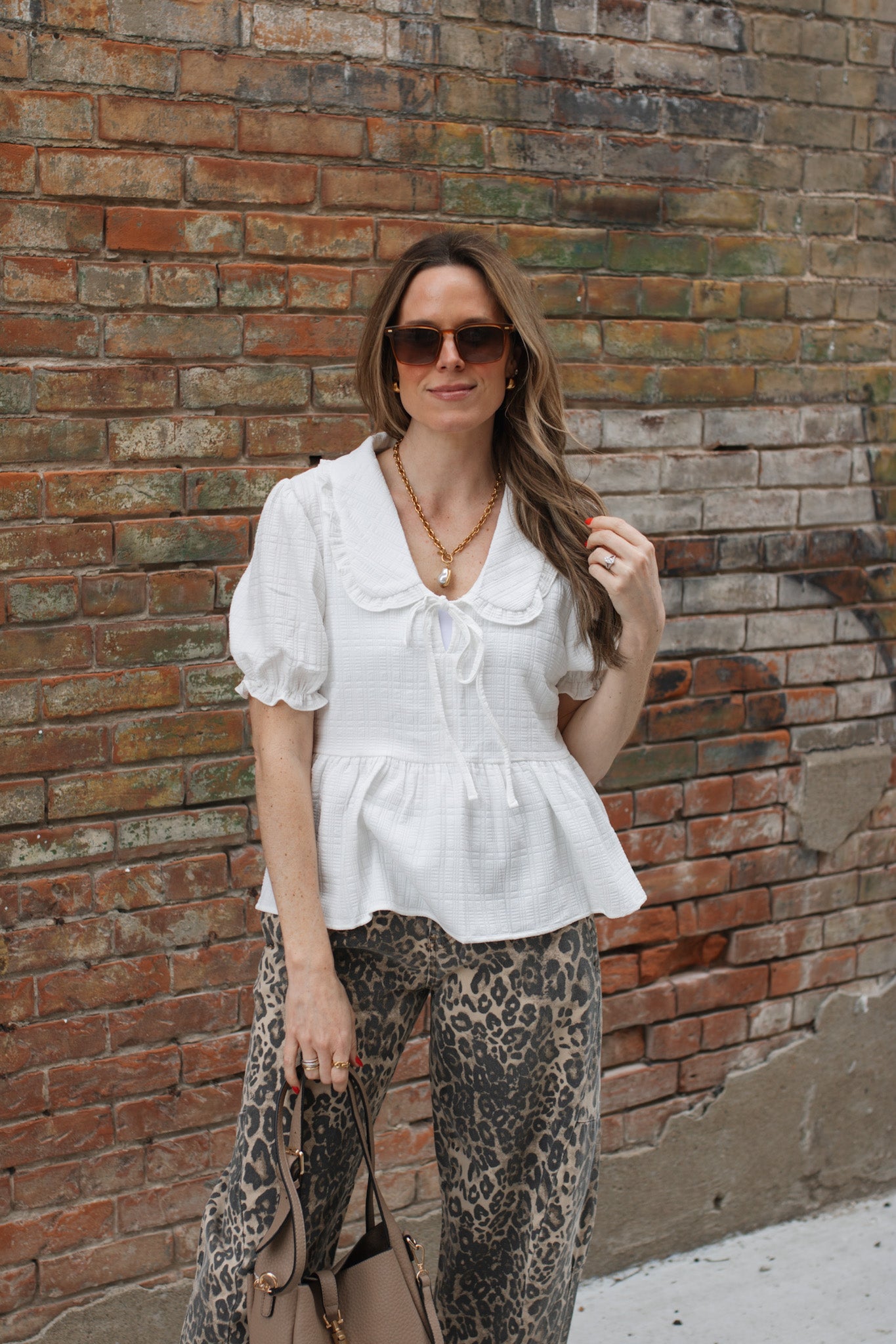 Cara Textured Peter Pan Collar Babydoll Top