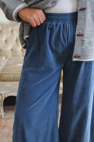 Lane Corduroy Wide Leg Ruffle Pants