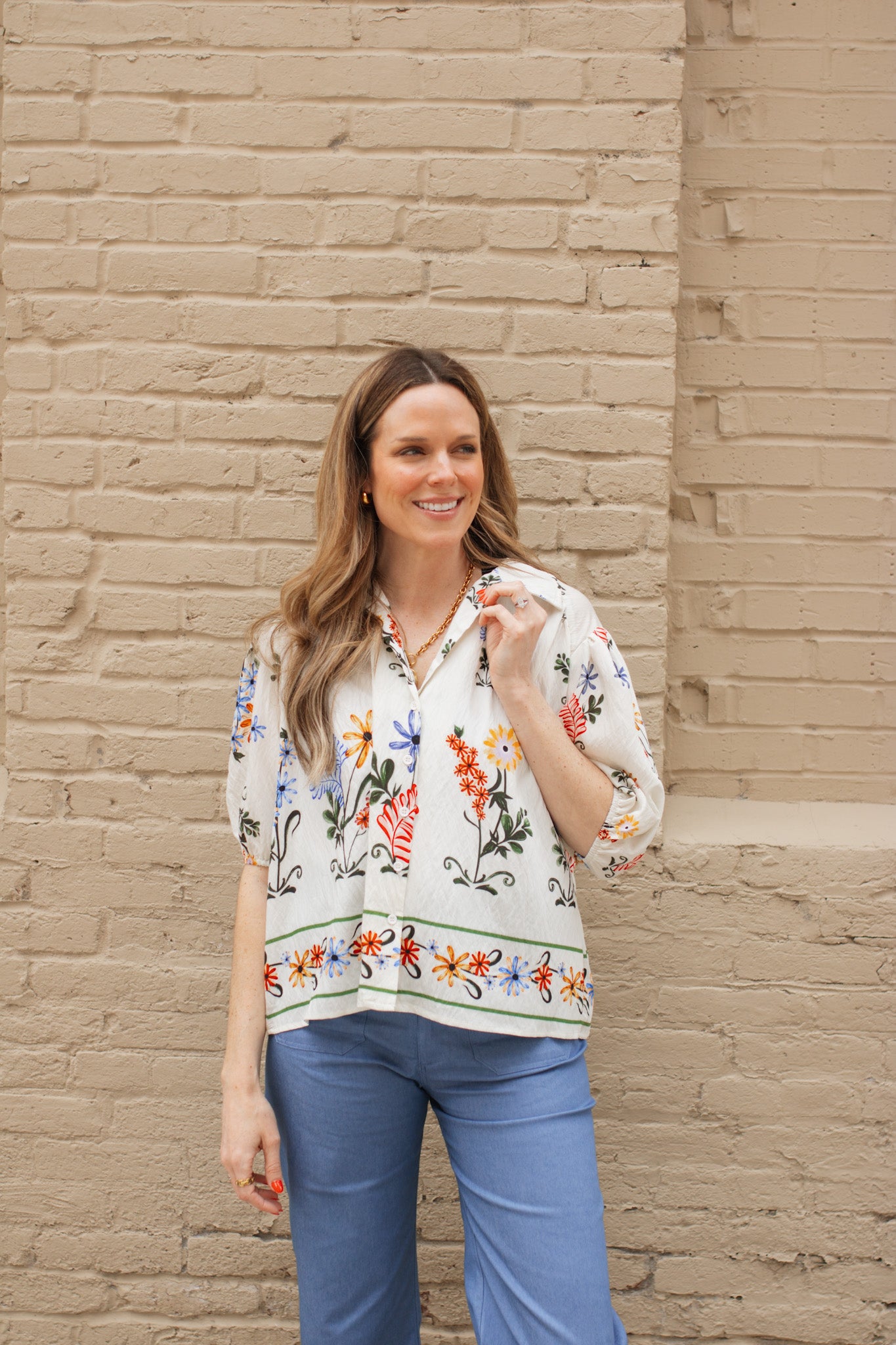 Fiona Floral Button Up Blouse