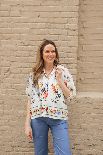 Fiona Floral Button Up Blouse