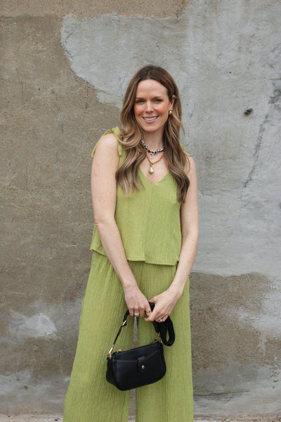 Sienna Tie Shoulder Textured Jumpsuit