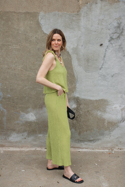 Sienna Tie Shoulder Textured Jumpsuit
