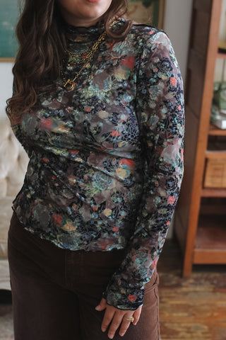 Billie Floral Velvet Burnout Top