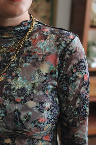 Billie Floral Velvet Burnout Top