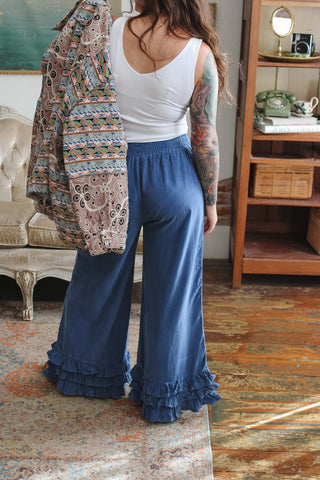 Lane Corduroy Wide Leg Ruffle Pants