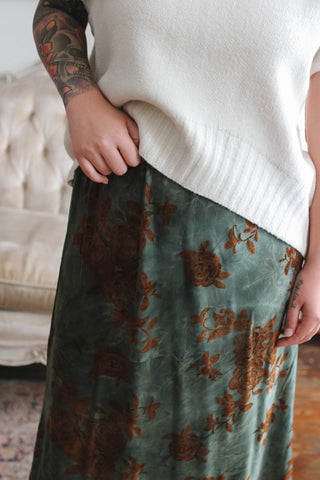 Shiloh Floral Burnout Midi Skirt