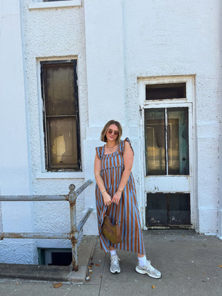 Serena Striped Babydoll Midi Dress