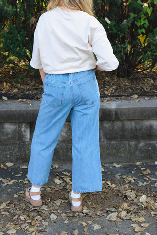 Kenna Embroidered Wide Leg Jeans