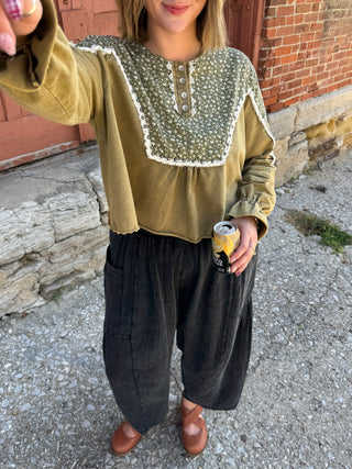 Devon Mixed Print Henley Top
