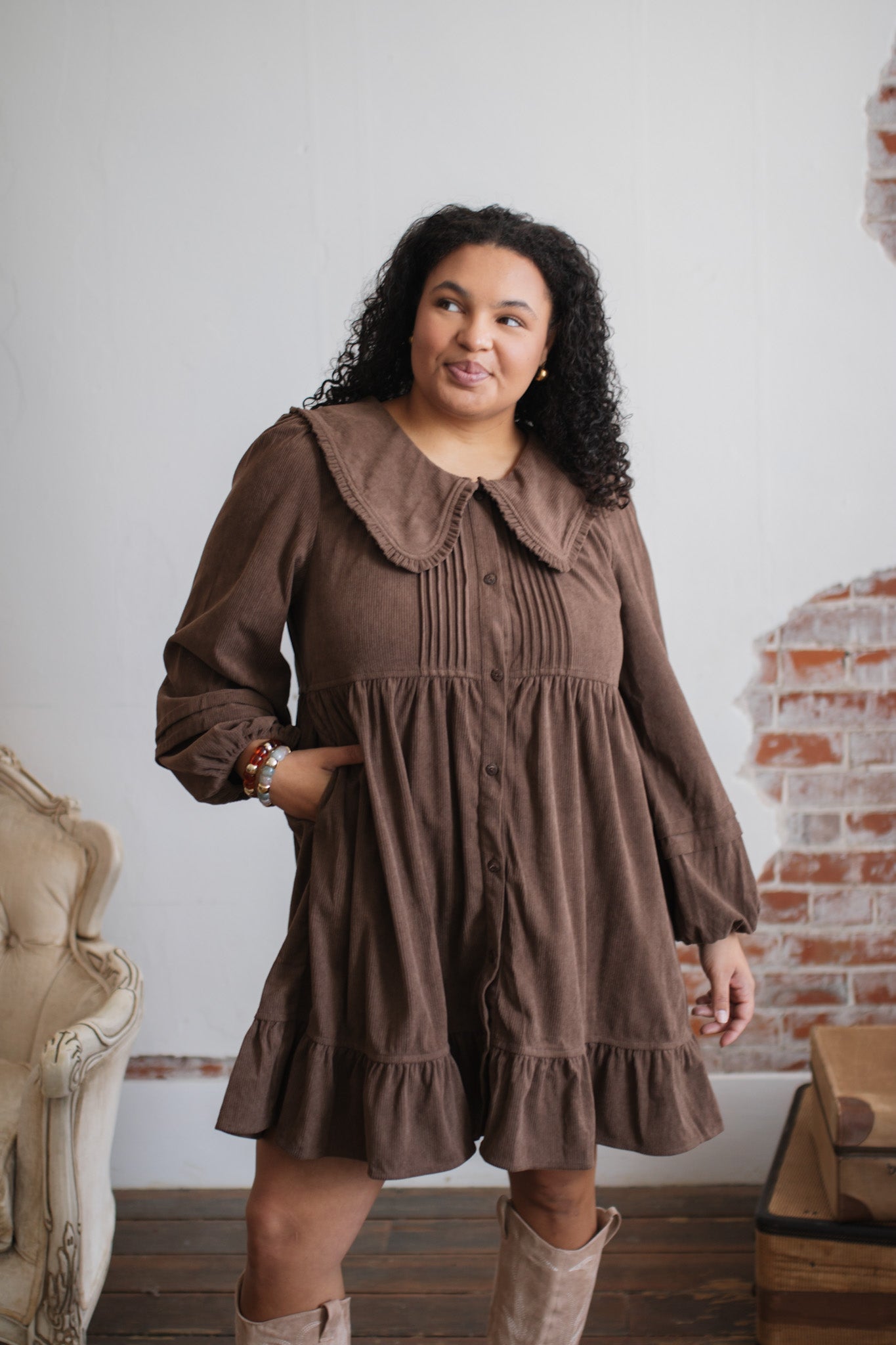 Wendy Corduroy Babydoll Dress