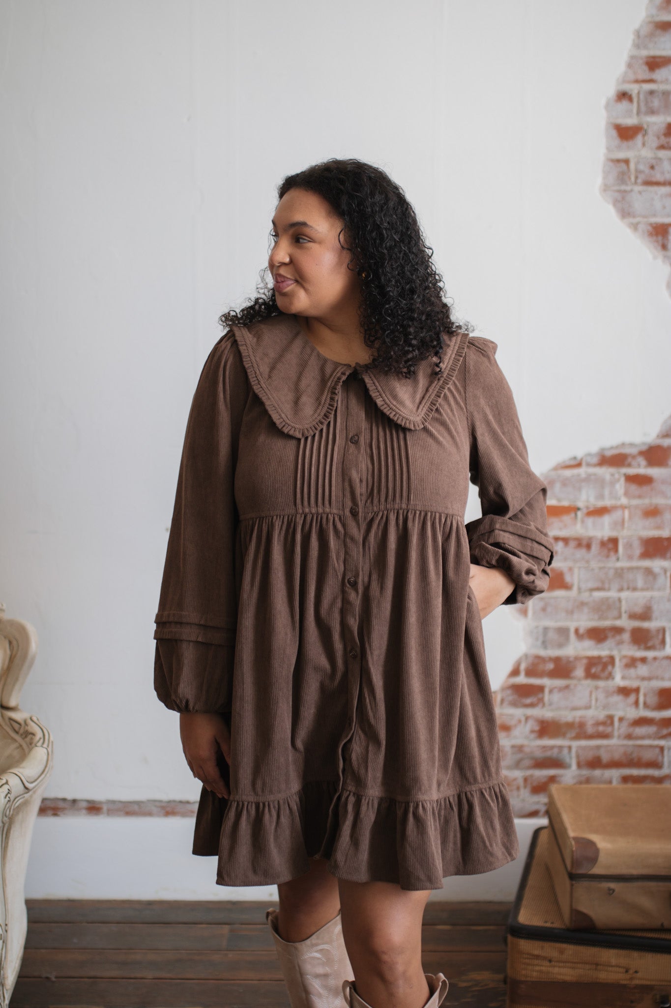 Wendy Corduroy Babydoll Dress