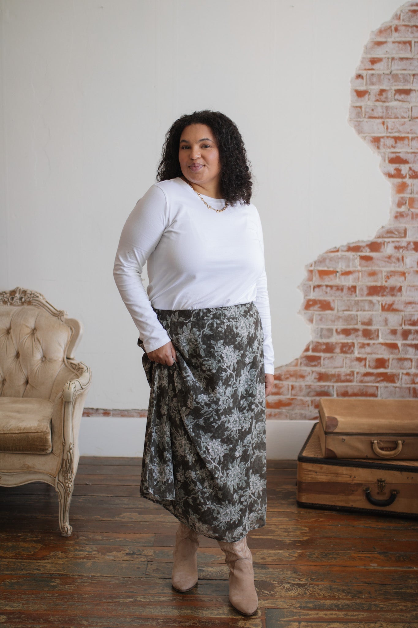 Odette Botanical Garden Midi Skirt