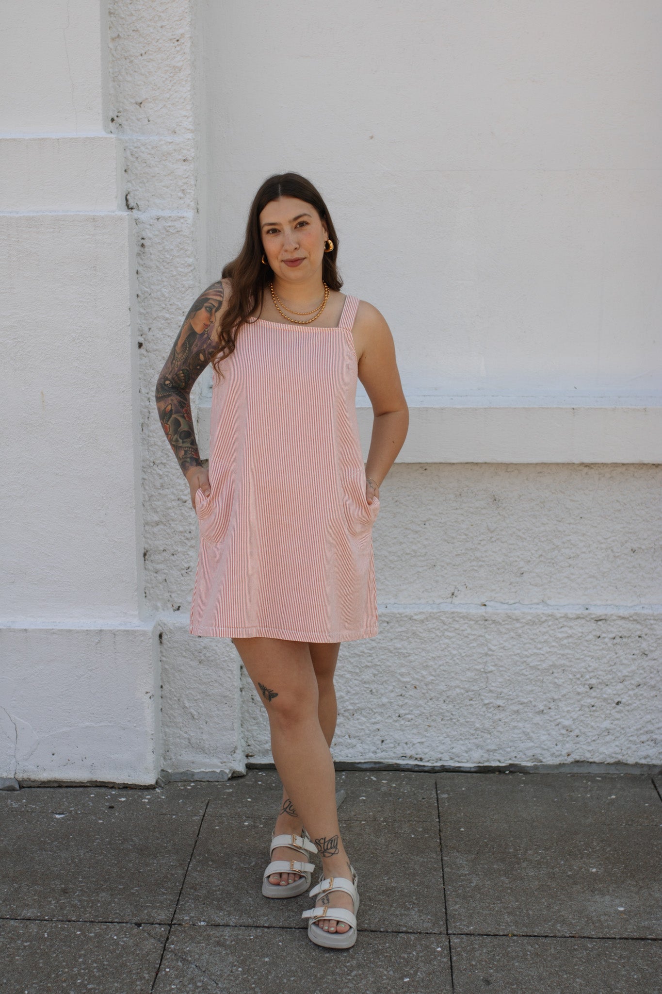 Dorothy Square Neck Striped Mini Dress