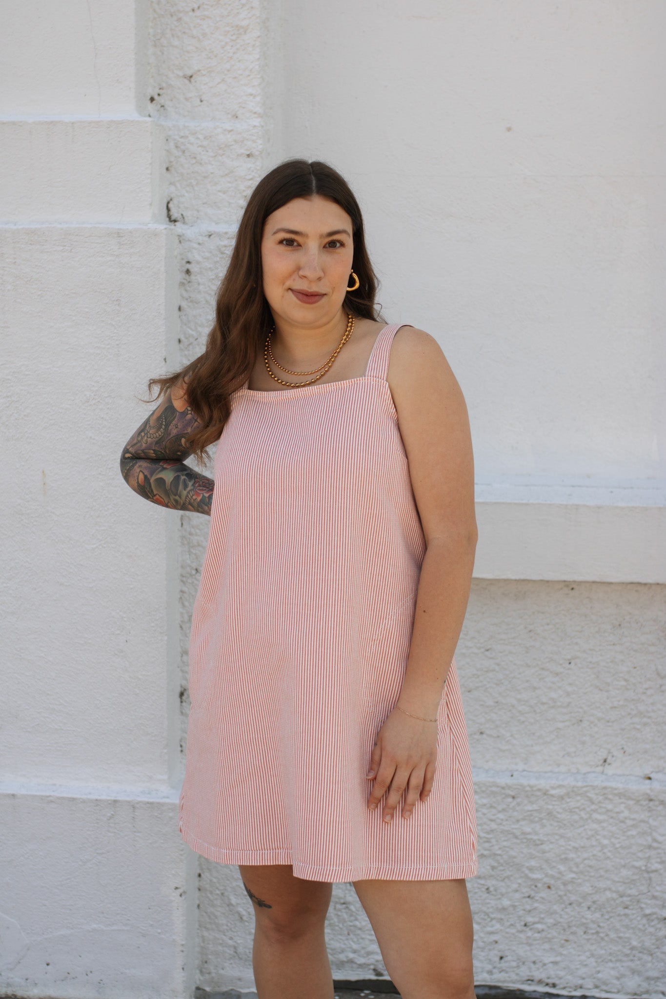 Dorothy Square Neck Striped Mini Dress