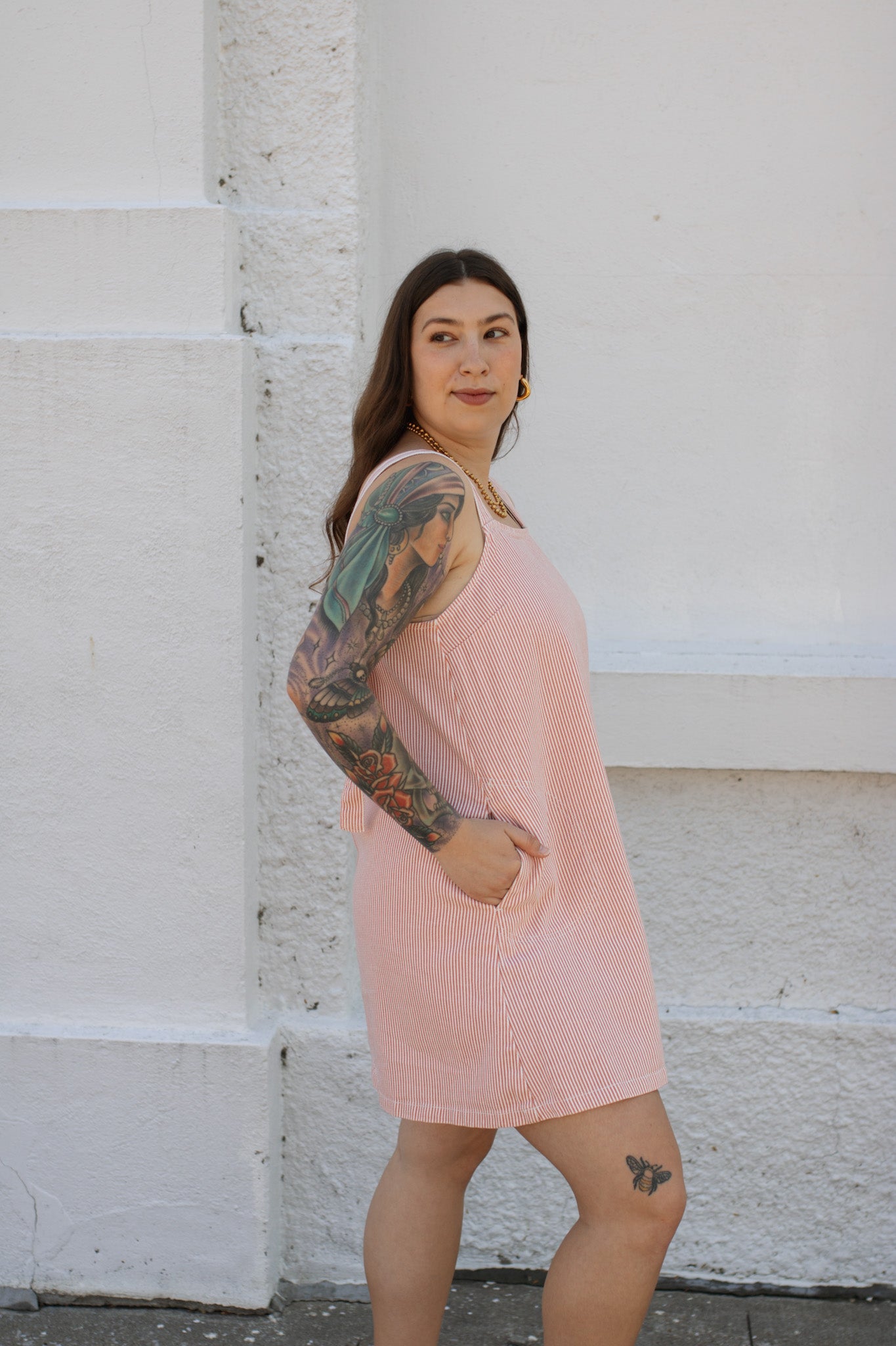 Dorothy Square Neck Striped Mini Dress