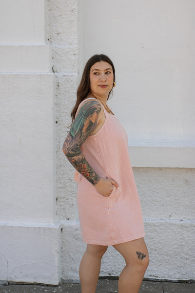 Dorothy Square Neck Striped Mini Dress